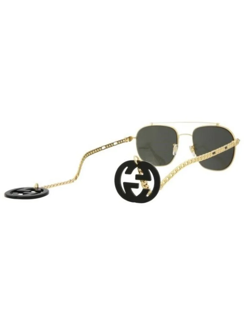 New Gucci Mens Square/Rectangle Gold Gold Grey Fashion Designer Sunglasses